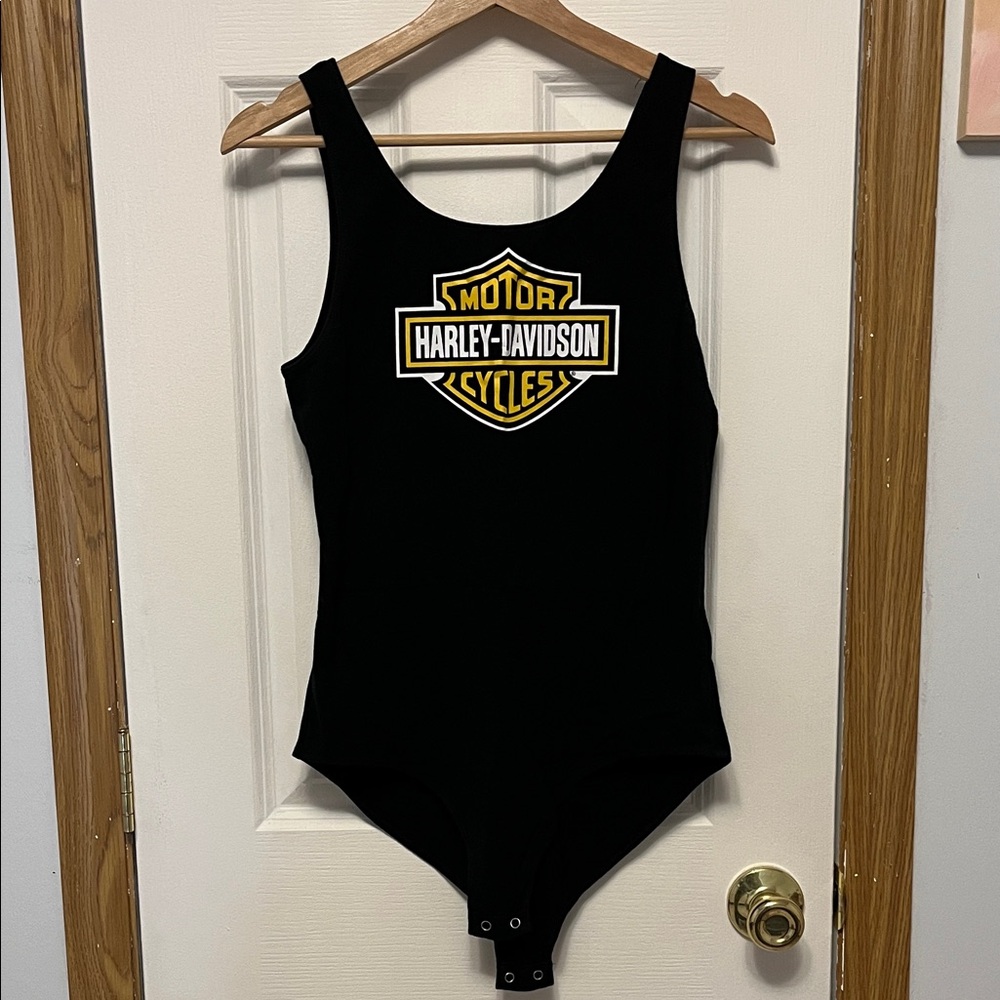 Harley-Davidson Black and Gold Women's Tank Bodysuit